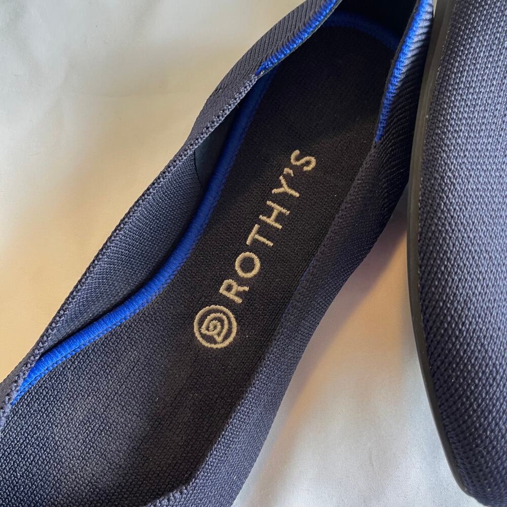Rothys The Flat Navy Blue Ballet Flat Round Toe Career Office - Picture 4 of 6